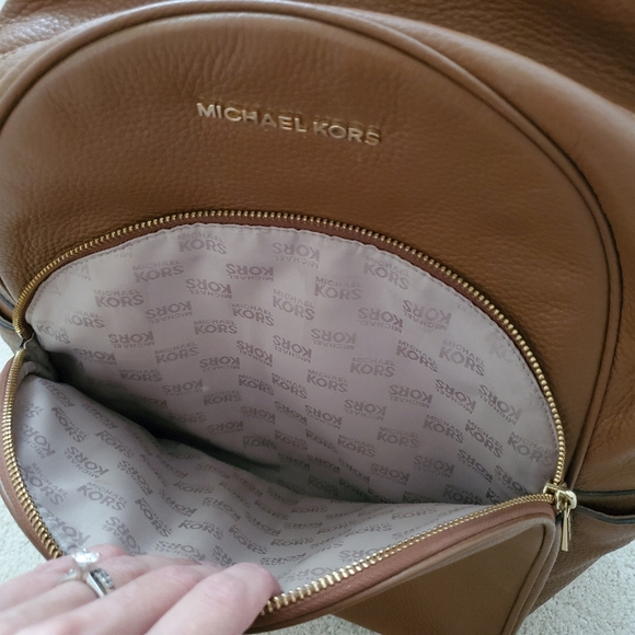 Michael Kors Brown Abbey Pebbled Leather Backpack - Picture 8 of 16
